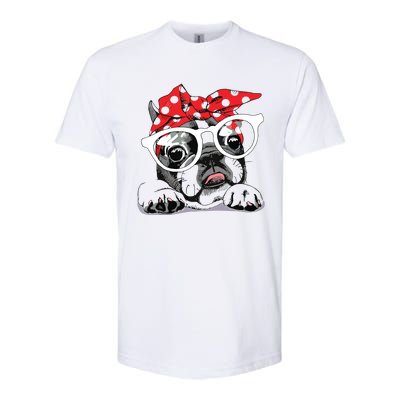 Cute French Bulldog Colorful Headband And Glasses Softstyle CVC T-Shirt