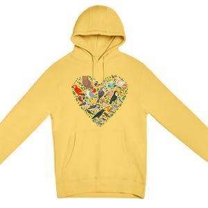 Cute Funny Bird Lover Heart Premium Pullover Hoodie