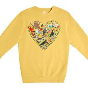 Cute Funny Bird Lover Heart Premium Crewneck Sweatshirt