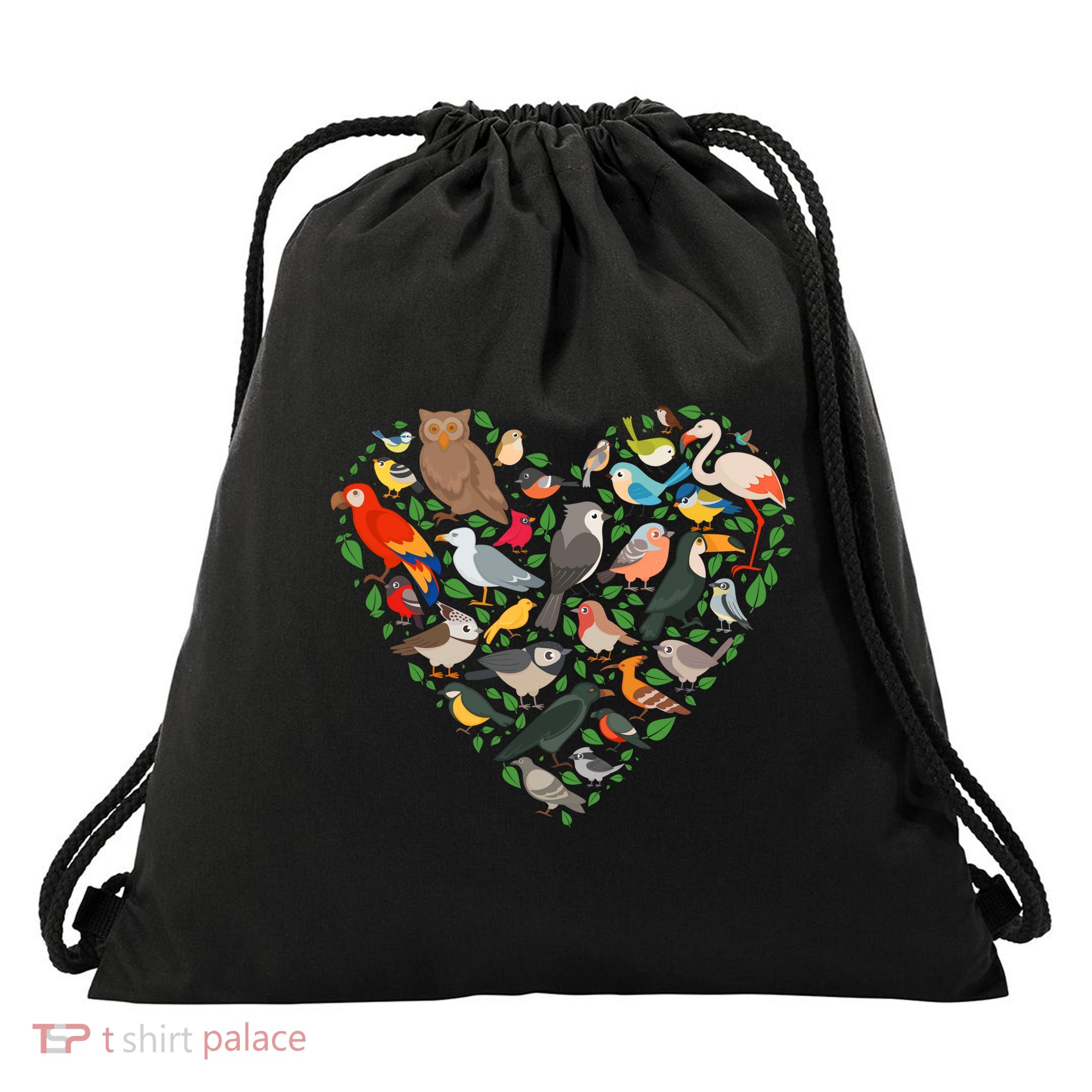 Cute Funny Bird Lover Heart Drawstring Bag