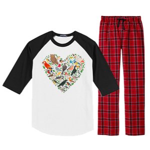 Cute Funny Bird Lover Heart Raglan Sleeve Pajama Set