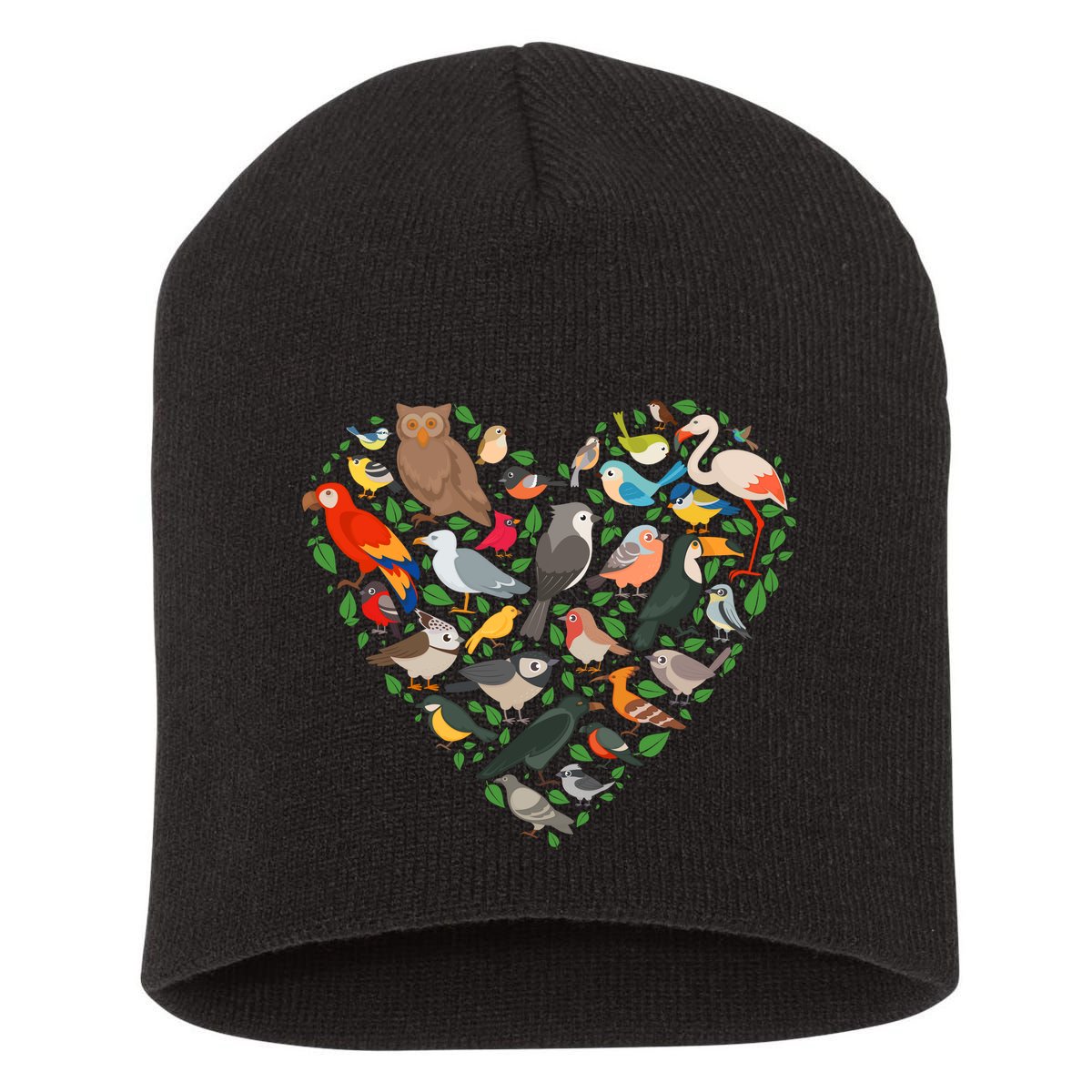 Cute Funny Bird Lover Heart Short Acrylic Beanie