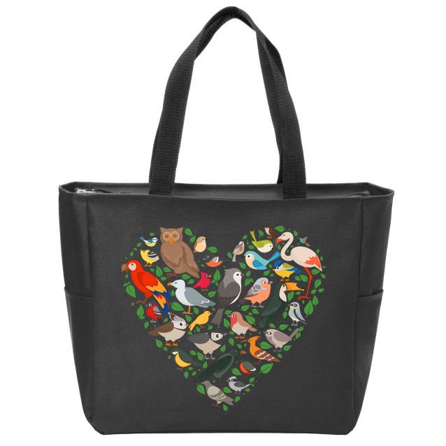 Cute Funny Bird Lover Heart Zip Tote Bag
