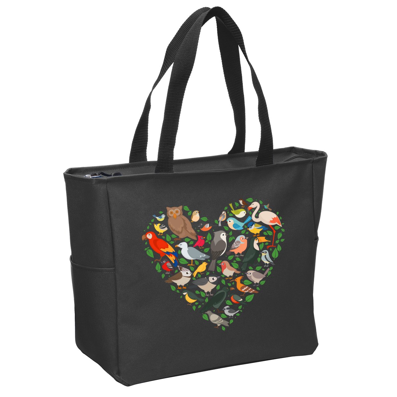 Cute Funny Bird Lover Heart Zip Tote Bag