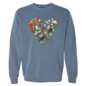 Cute Funny Bird Lover Heart Garment-Dyed Sweatshirt