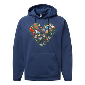 Cute Funny Bird Lover Heart Performance Fleece Hoodie