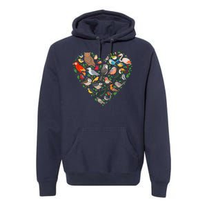 Cute Funny Bird Lover Heart Premium Hoodie