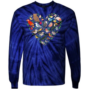 Cute Funny Bird Lover Heart Tie-Dye Long Sleeve Shirt