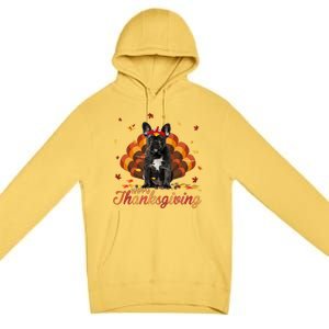 Cute French Bulldog Happy Thanksgiving Turkey Dog Crispy Premium Pullover Hoodie