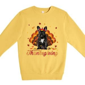 Cute French Bulldog Happy Thanksgiving Turkey Dog Crispy Premium Crewneck Sweatshirt