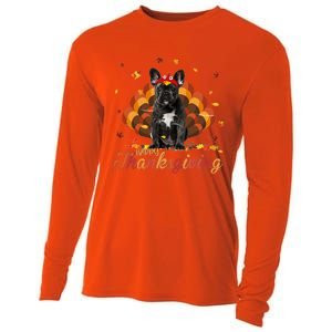 Cute French Bulldog Happy Thanksgiving Turkey Dog Crispy Cooling Performance Long Sleeve Crew