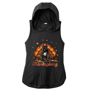 Cute French Bulldog Happy Thanksgiving Turkey Dog Crispy Ladies PosiCharge Tri-Blend Wicking Draft Hoodie Tank