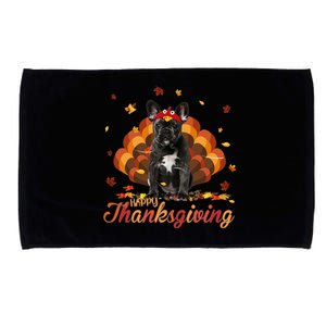 Cute French Bulldog Happy Thanksgiving Turkey Dog Crispy Microfiber Hand Towel