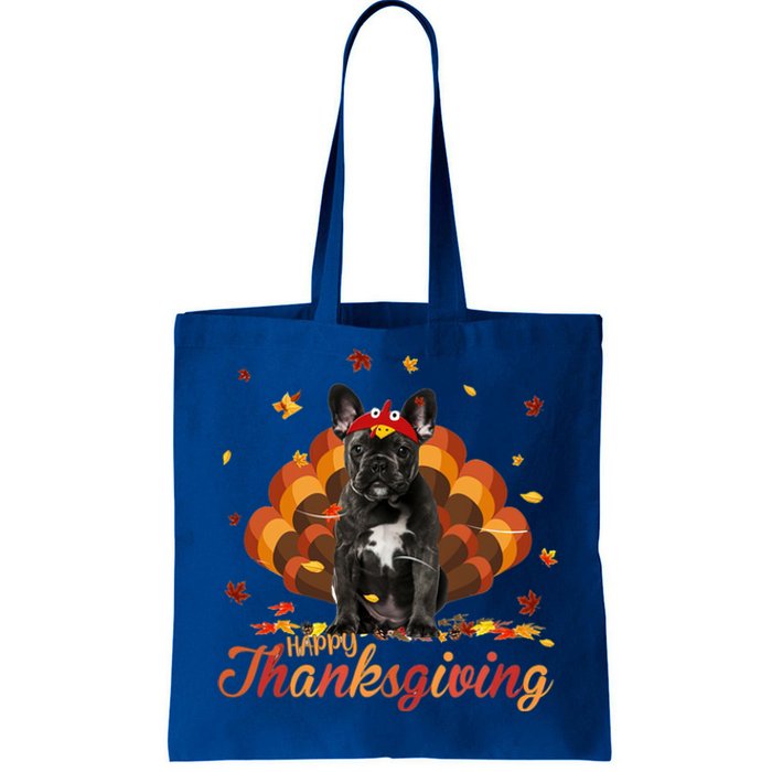 Cute French Bulldog Happy Thanksgiving Turkey Dog Crispy Tote Bag