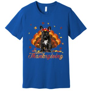 Cute French Bulldog Happy Thanksgiving Turkey Dog Crispy Premium T-Shirt