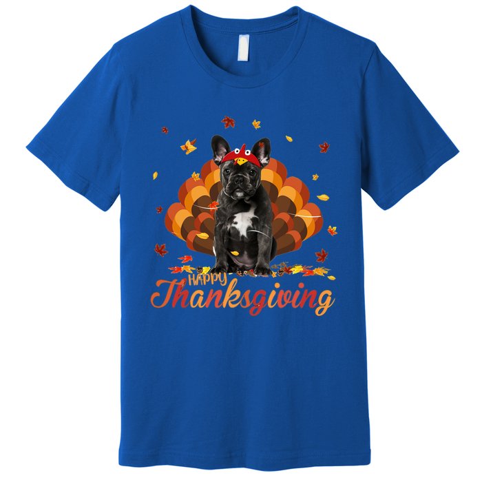 Cute French Bulldog Happy Thanksgiving Turkey Dog Crispy Premium T-Shirt