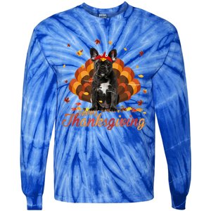 Cute French Bulldog Happy Thanksgiving Turkey Dog Crispy Tie-Dye Long Sleeve Shirt