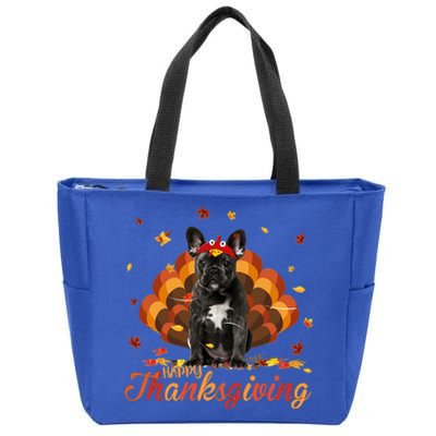 Cute French Bulldog Happy Thanksgiving Turkey Dog Crispy Zip Tote Bag