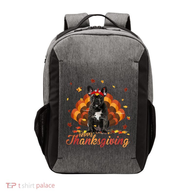 Cute French Bulldog Happy Thanksgiving Turkey Dog Crispy Vector Backpack