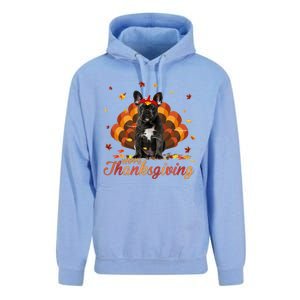 Cute French Bulldog Happy Thanksgiving Turkey Dog Crispy Unisex Surf Hoodie