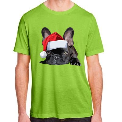 Cute French Bulldog Santa Hat Frenchie Image Christmas Adult ChromaSoft Performance T-Shirt