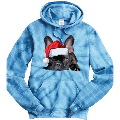 Cute French Bulldog Santa Hat Frenchie Image Christmas Tie Dye Hoodie