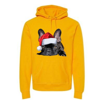 Cute French Bulldog Santa Hat Frenchie Image Christmas Premium Hoodie