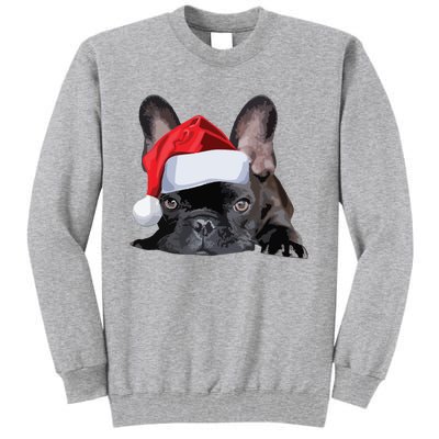 Cute French Bulldog Santa Hat Frenchie Image Christmas Tall Sweatshirt