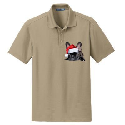 Cute French Bulldog Santa Hat Frenchie Image Christmas Dry Zone Grid Polo