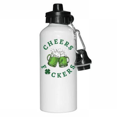 Cheers Fucker Beer Lover Drinking Team Saint Patrick's Day Matching Group Aluminum Water Bottle