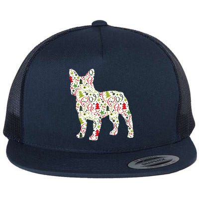 Christmas French Bulldog Dog Wrapping Paper Gift Flat Bill Trucker Hat