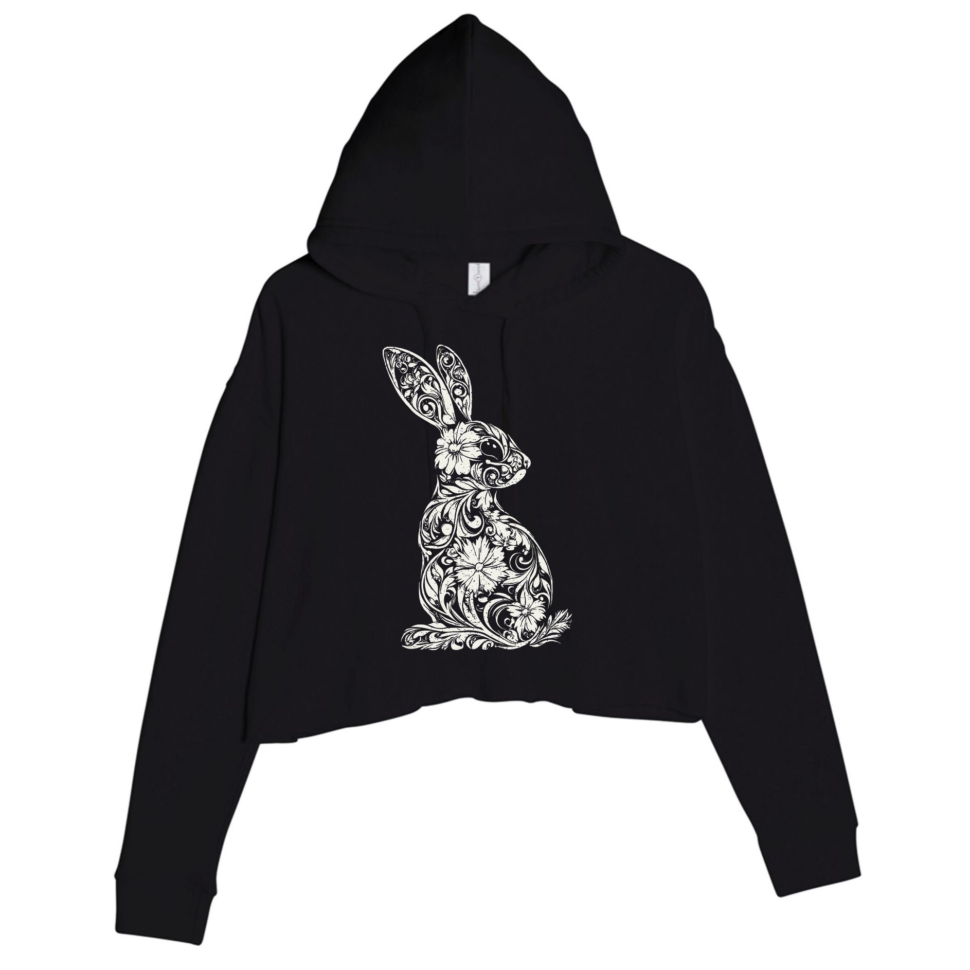Cute Floral Bunny Easter Spring Egg Hunt Outdoor Sports .Png Crop Fleece Hoodie