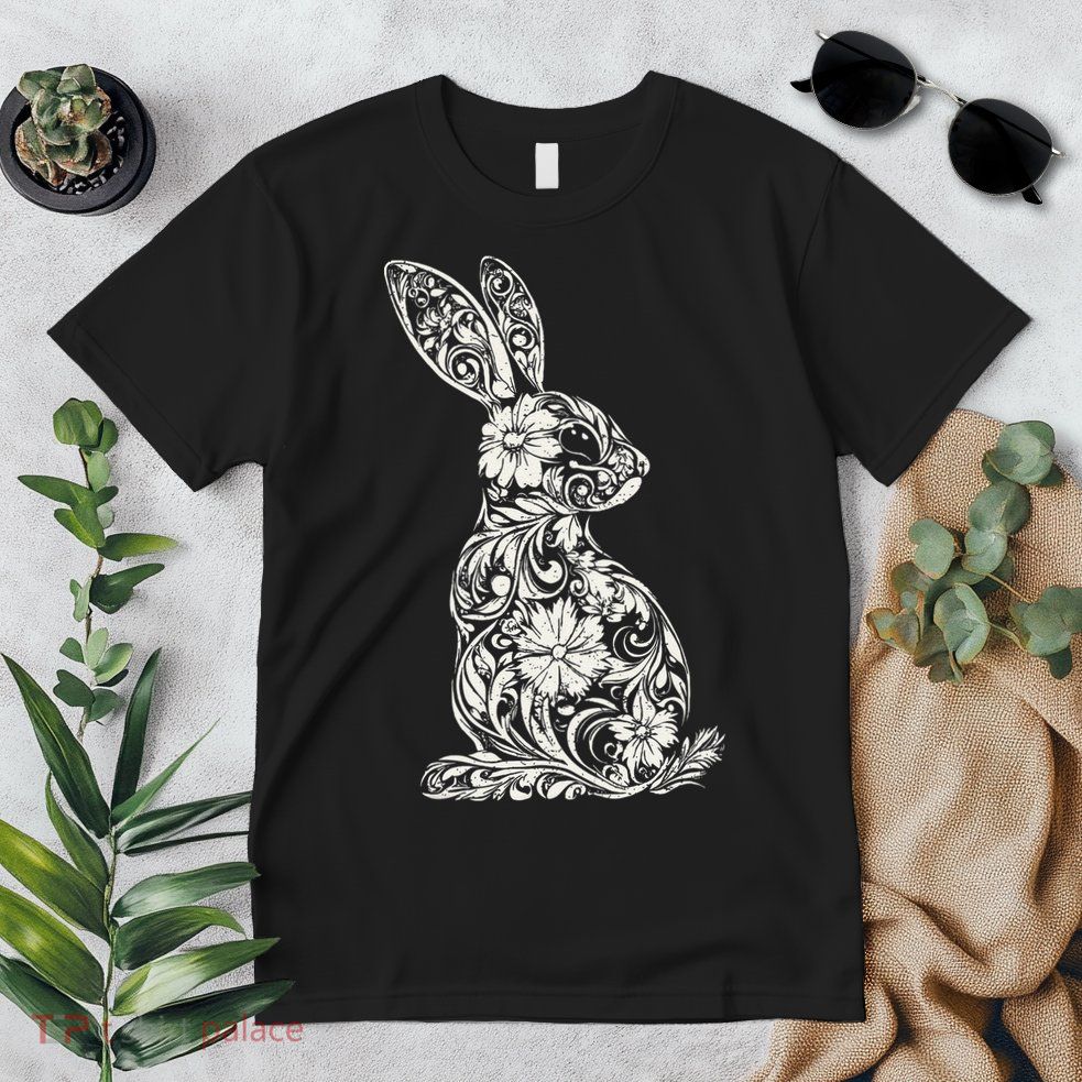 Cute Floral Bunny Easter Spring Egg Hunt Outdoor Sports .Png Premium T-Shirt