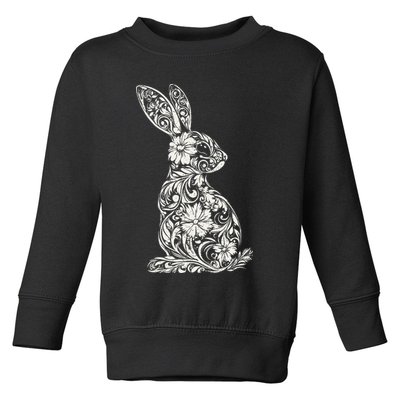 Cute Floral Bunny Easter Spring Egg Hunt Outdoor Sports .Png Toddler Sweatshirt