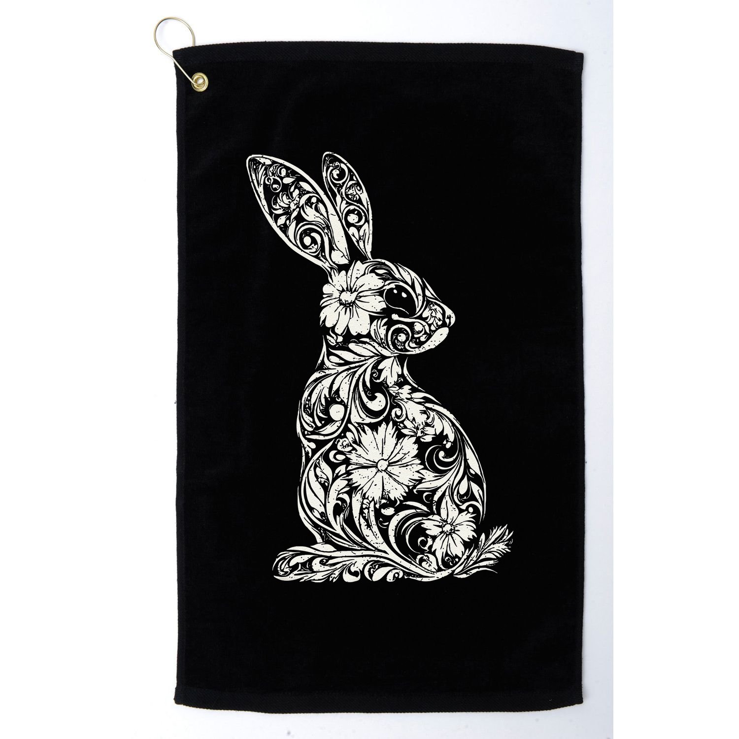 Cute Floral Bunny Easter Spring Egg Hunt Outdoor Sports .Png Golf Towel