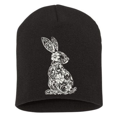 Cute Floral Bunny Easter Spring Egg Hunt Outdoor Sports .Png Short Acrylic Beanie