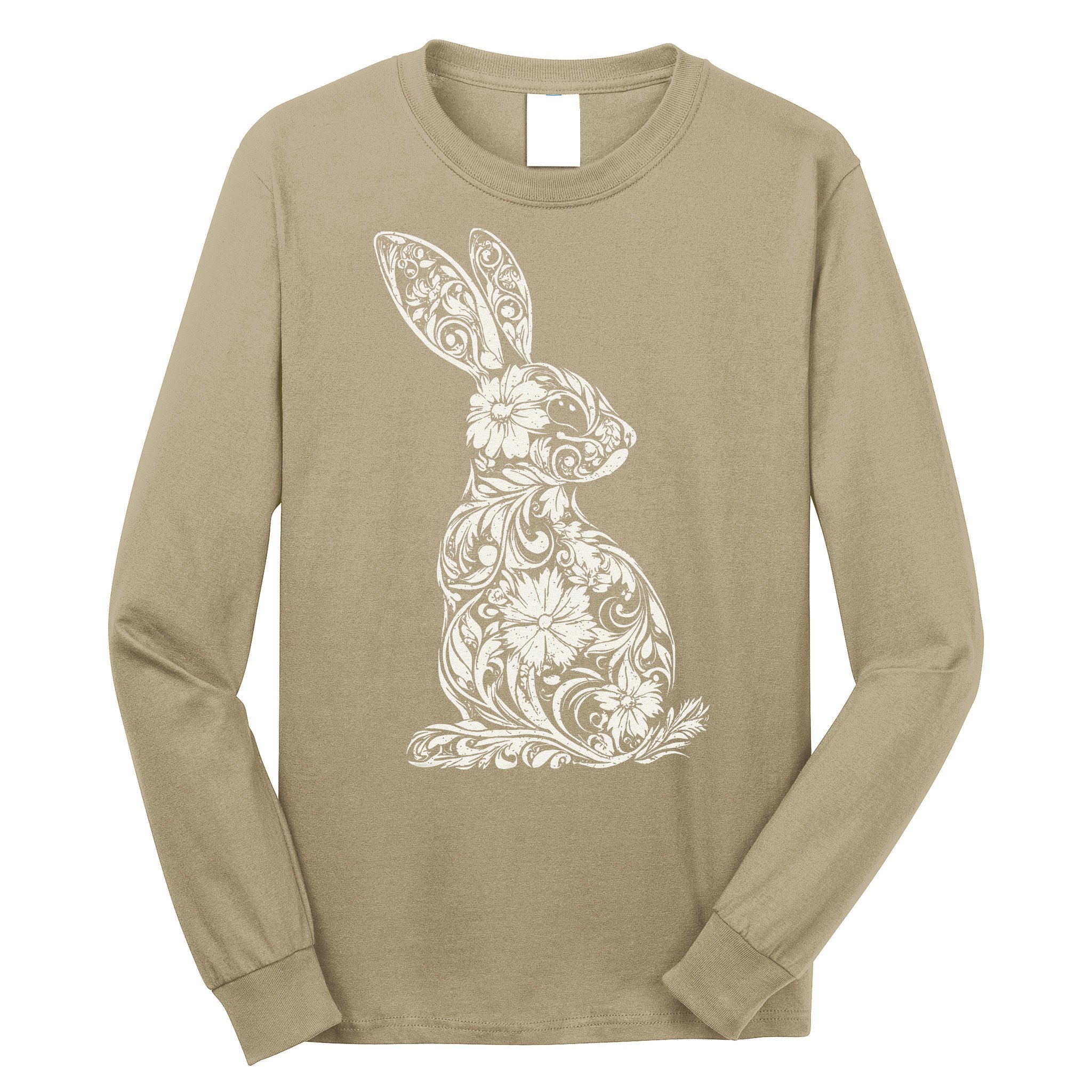 Cute Floral Bunny Easter Spring Egg Hunt Outdoor Sports .Png Long Sleeve Shirt