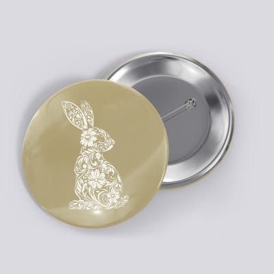 Cute Floral Bunny Easter Spring Egg Hunt Outdoor Sports .Png Button