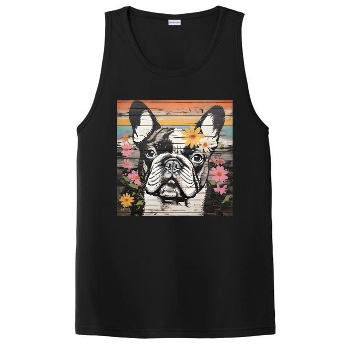 Cute French Bulldog Owner Rustic Floral Art Dog Lover Gift PosiCharge Competitor Tank