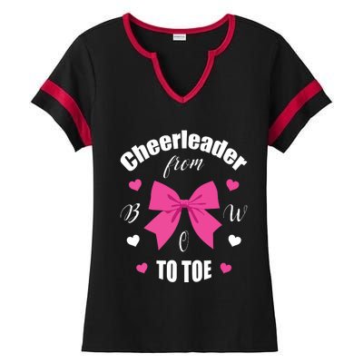 Cheerleader From Bow 2 Toe Cheerleading Gift Ladies Halftime Notch Neck Tee