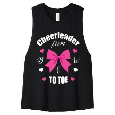 Cheerleader From Bow 2 Toe Cheerleading Gift Women's Racerback Cropped Tank