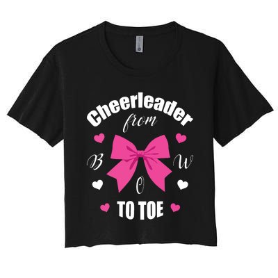 Cheerleader From Bow 2 Toe Cheerleading Gift Women's Crop Top Tee