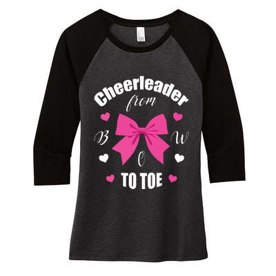 Cheerleader From Bow 2 Toe Cheerleading Gift Women's Tri-Blend 3/4-Sleeve Raglan Shirt