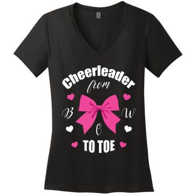 Cheerleader From Bow 2 Toe Cheerleading Gift Women's V-Neck T-Shirt