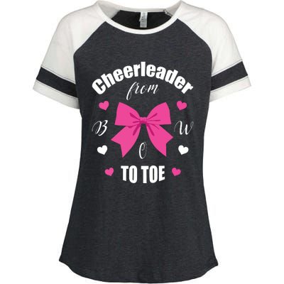 Cheerleader From Bow 2 Toe Cheerleading Gift Enza Ladies Jersey Colorblock Tee