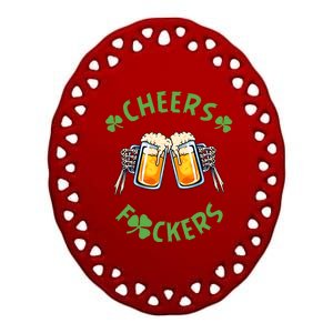 Cheers Friends Beer Lover Patrick's Day Ceramic Oval Ornament