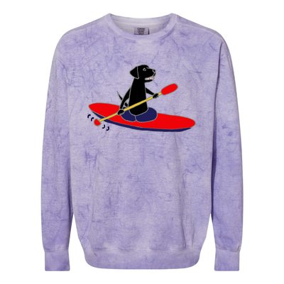 Cool Funny Black Labrador Retriever Kayakaking Colorblast Crewneck Sweatshirt