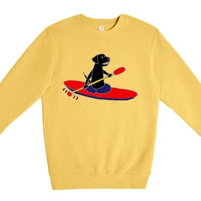 Cool Funny Black Labrador Retriever Kayakaking Premium Crewneck Sweatshirt