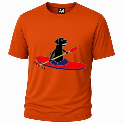 Cool Funny Black Labrador Retriever Kayakaking Cooling Performance Crew T-Shirt