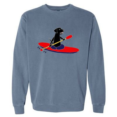 Cool Funny Black Labrador Retriever Kayakaking Garment-Dyed Sweatshirt